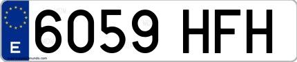 Ejemplo de matrícula española 6059 HFH