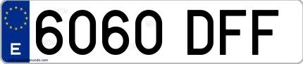 Ejemplo de matrícula española 6060 DFF