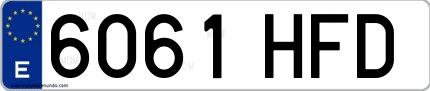 Ejemplo de matrícula española 6061 HFD