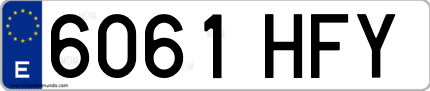 Ejemplo de matrícula de coche ordinaria 6061 HFY