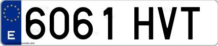Ejemplo de matrícula española 6061 HVT