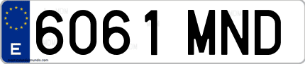 Ejemplo de matrícula de coche ordinaria 6061 MND