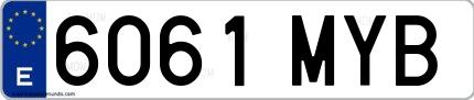 Ejemplo de matrícula española 6061 MYB