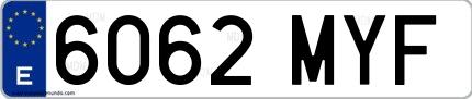 Ejemplo de matrícula española 6062 MYF