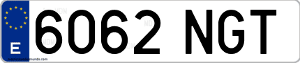 Ejemplo de matrícula de coche ordinaria 6062 NGT
