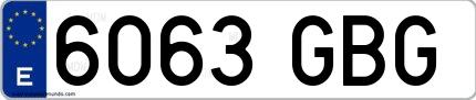 Ejemplo de matrícula española 6063 GBG