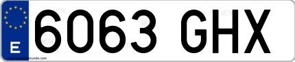 Ejemplo de matrícula española 6063 GHX
