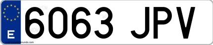 Ejemplo de matrícula española 6063 JPV