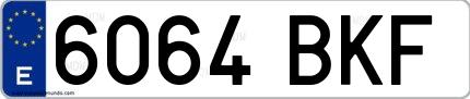 Ejemplo de matrícula española 6064 BKF