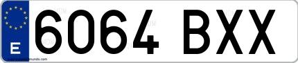 Ejemplo de matrícula española 6064 BXX