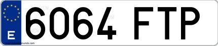 Ejemplo de matrícula española 6064 FTP