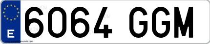 Ejemplo de matrícula española 6064 GGM