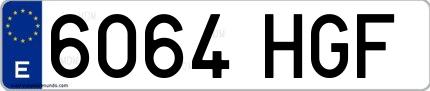 Ejemplo de matrícula española 6064 HGF