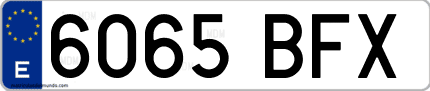 Ejemplo de matrícula de coche ordinaria 6065 BFX
