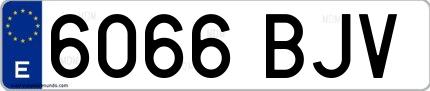 Ejemplo de matrícula española 6066 BJV
