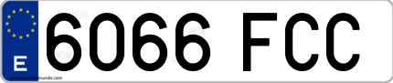 Ejemplo de matrícula de coche ordinaria 6066 FCC