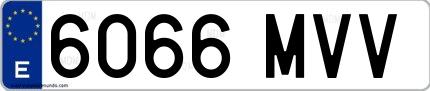 Ejemplo de matrícula española 6066 MVV