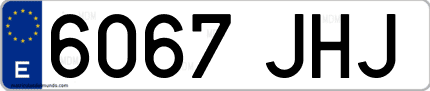 Ejemplo de matrícula de coche ordinaria 6067 JHJ