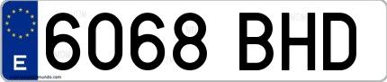Ejemplo de matrícula española 6068 BHD