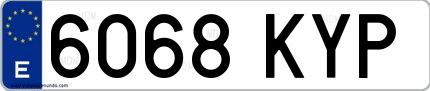 Ejemplo de matrícula española 6068 KYP