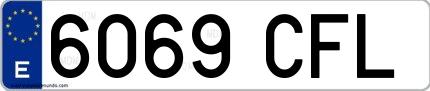 Ejemplo de matrícula española 6069 CFL