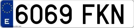 Ejemplo de matrícula española 6069 FKN
