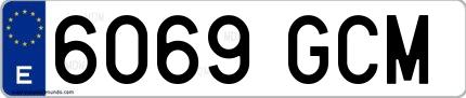 Ejemplo de matrícula española 6069 GCM
