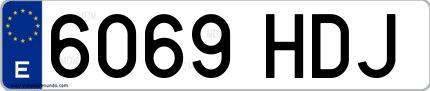 Ejemplo de matrícula española 6069 HDJ