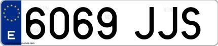 Ejemplo de matrícula española 6069 JJS