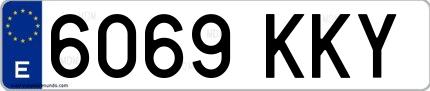 Ejemplo de matrícula española 6069 KKY
