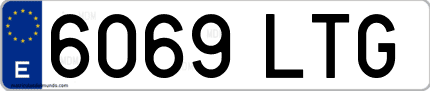 Ejemplo de matrícula de coche ordinaria 6069 LTG