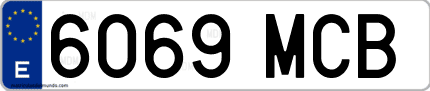 Ejemplo de matrícula de coche ordinaria 6069 MCB