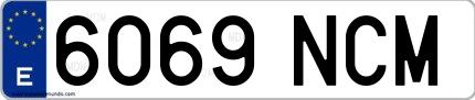Ejemplo de matrícula española 6069 NCM