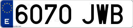 Ejemplo de matrícula de coche ordinaria 6070 JWB