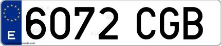 Ejemplo de matrícula española 6072 CGB