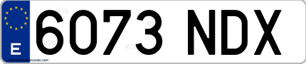 Ejemplo de matrícula de coche ordinaria 6073 NDX