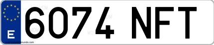 Ejemplo de matrícula española 6074 NFT