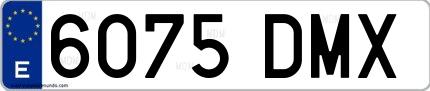 Ejemplo de matrícula española 6075 DMX