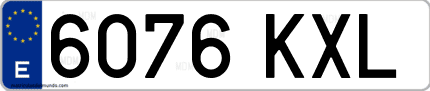 Ejemplo de matrícula de coche ordinaria 6076 KXL