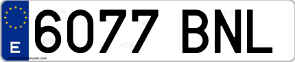 Ejemplo de matrícula de coche ordinaria 6077 BNL