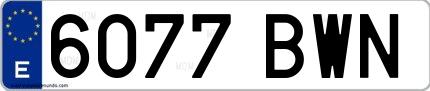 Ejemplo de matrícula española 6077 BWN