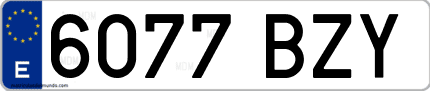 Ejemplo de matrícula de coche ordinaria 6077 BZY