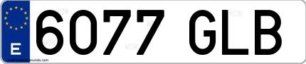 Ejemplo de matrícula española 6077 GLB