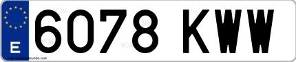 Ejemplo de matrícula española 6078 KWW