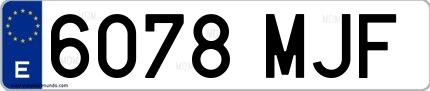 Ejemplo de matrícula española 6078 MJF
