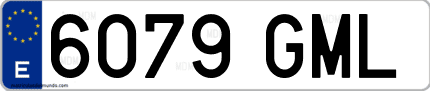 Ejemplo de matrícula de coche ordinaria 6079 GML