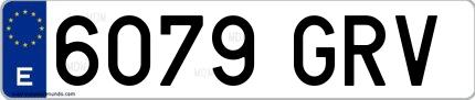 Ejemplo de matrícula española 6079 GRV