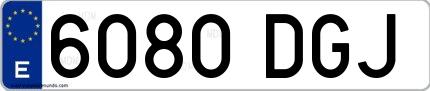 Ejemplo de matrícula española 6080 DGJ