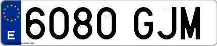 Ejemplo de matrícula de coche ordinaria 6080 GJM