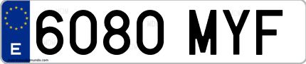 Ejemplo de matrícula de coche ordinaria 6080 MYF